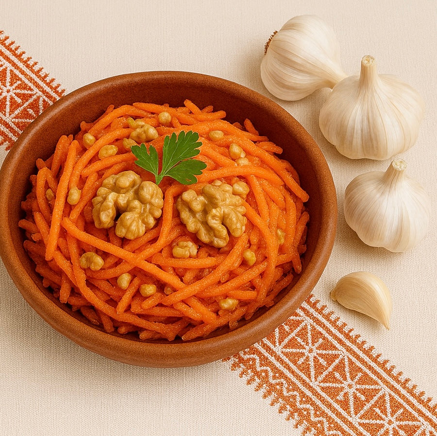 Carottes aux noix et à l'ail